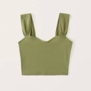 Abercrombie & Fitch Seamless Fabric Sweetheart Top in Olive Green